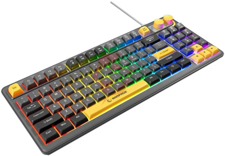 Klawiatura przewodowa rampage cyclone knob rgb 90%