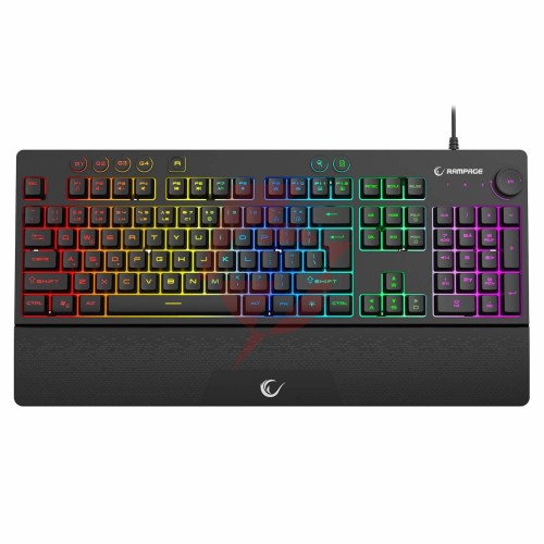Klawiatura przewodowa rampage simula rgb makro czarna z podstawką