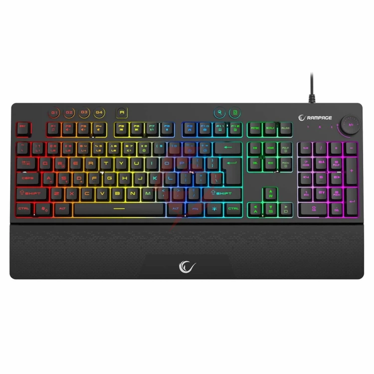 Klawiatura przewodowa rampage simula rgb makro czarna z podstawką