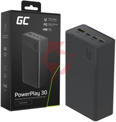 Powerbank greencell powerplay 30 30000mah szybkie ładowanie 22,5w 3x usb-c pd 1x usb-a