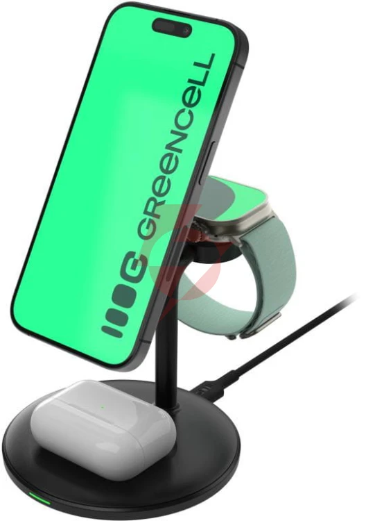 Ładowarka indukcyjna greencell magscape 3w1 15w magsafe iphone airpods apple watch