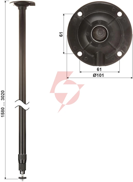 Teleskopowy uchwyt sufitowy kamery br-150x300-b