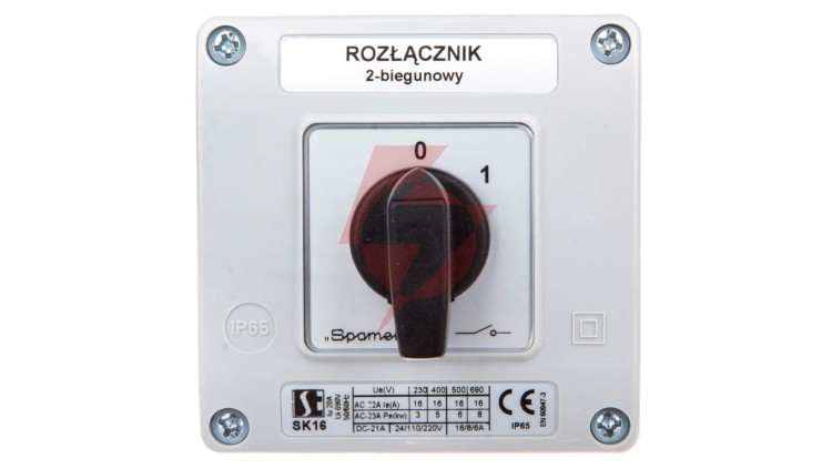 Łącznik krzywkowy 0-1 2P 16A w obudowie SK16-1.828OB11