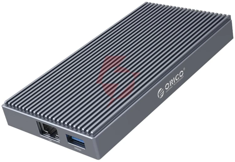 Orico stacja dokująca z obudową m.2 nvme, aktywna pd 100w, hdmi 2.0, audio, rj-45, czytnik kart