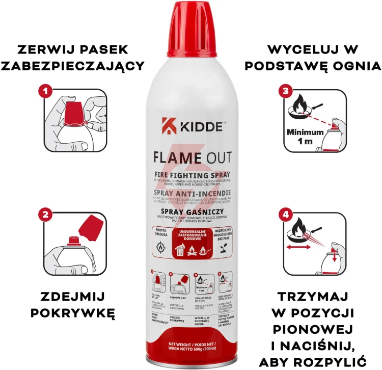 Spray gaśniczy kidde flameout 500 ml