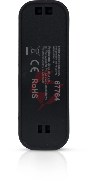 Gise smart czujnik temperatury i wilgotności wi-fi czarny | tuya | gths-wf-01-b