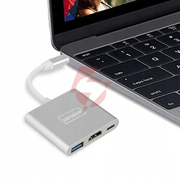 Adapter przejściówka zenwire 3w1 mhl hub usb c hdmi 4k byl-2008n