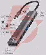 Hub adapter usb-c 7w1 hdmi 4k usb 3.0 sd pd zenwire bs-hc703