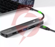 Hub adapter usb-c 7w1 hdmi 4k usb 3.0 sd pd zenwire bs-hc703