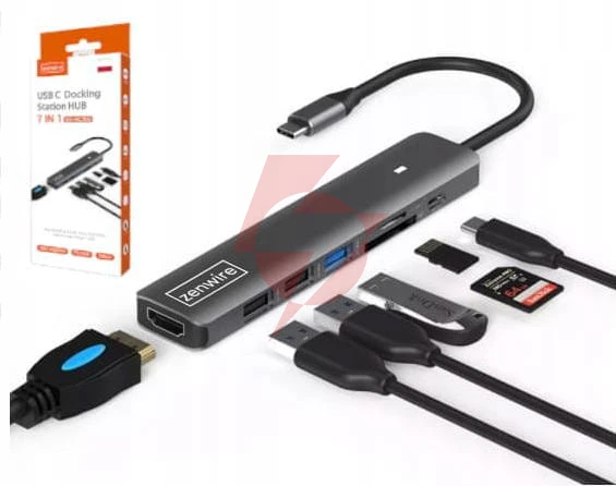 Hub adapter usb-c 7w1 hdmi 4k usb 3.0 sd pd zenwire bs-hc703