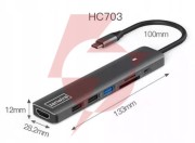 Hub adapter usb-c 7w1 hdmi 4k usb 3.0 sd pd zenwire bs-hc703