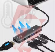 Hub adapter usb-c 7w1 hdmi 4k usb 3.0 sd pd zenwire bs-hc703