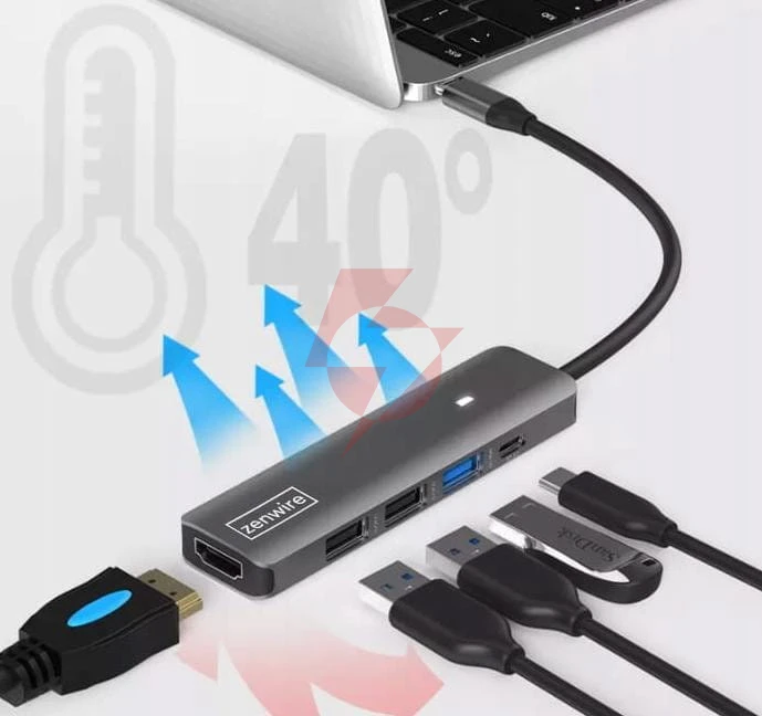Hub adapter usb-c 7w1 hdmi 4k usb 3.0 sd pd zenwire bs-hc703