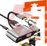 Adapter hub przejściówka usb-c 4w1 hdmi 4k vga usb zenwire byl-2310