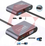 Adapter hub przejściówka usb-c 4w1 hdmi 4k vga usb zenwire byl-2310