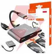 Adapter hub przejściówka usb- c 4w1 2x hdmi 4k usb 3.0 zenwire byl-2309