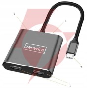 Adapter hub przejściówka usb- c 4w1 2x hdmi 4k usb 3.0 zenwire byl-2309