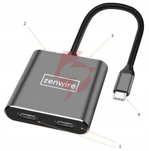 Adapter hub przejściówka usb- c 4w1 2x hdmi 4k usb 3.0 zenwire byl-2309