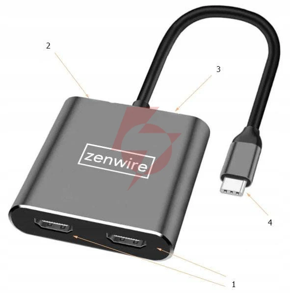 Adapter hub przejściówka usb- c 4w1 2x hdmi 4k usb 3.0 zenwire byl-2309