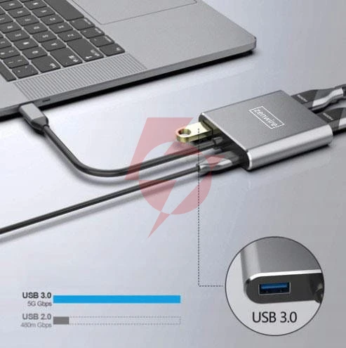 Adapter hub przejściówka usb- c 4w1 2x hdmi 4k usb 3.0 zenwire byl-2309