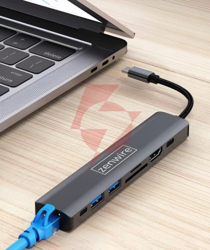 Hub usb-c przejściówka adapter 8w1 hdmi 2.0 4k 60 hz gigabit ethernet 1000 mbps zenwire hub81