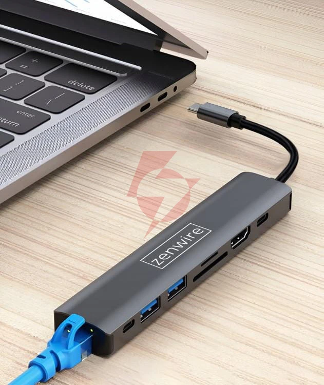 Hub usb-c przejściówka adapter 8w1 hdmi 2.0 4k 60 hz gigabit ethernet 1000 mbps zenwire hub81