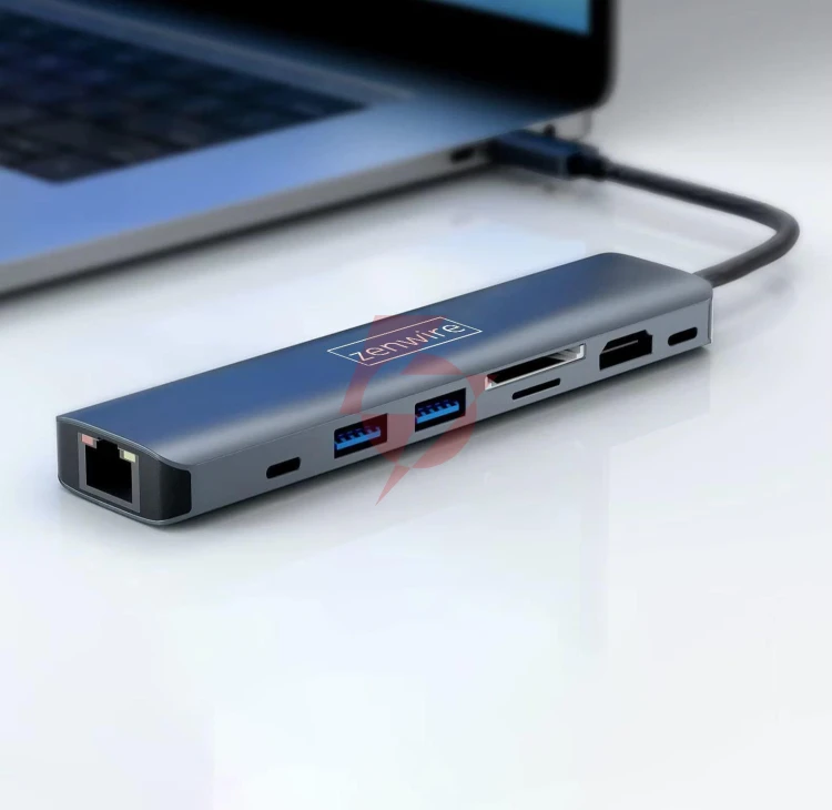 Hub usb-c przejściówka adapter 8w1 hdmi 2.0 4k 60 hz gigabit ethernet 1000 mbps zenwire hub81