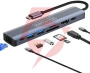 Hub usb-c przejściówka adapter 8w1 hdmi 2.0 4k 60 hz gigabit ethernet 1000 mbps zenwire hub81