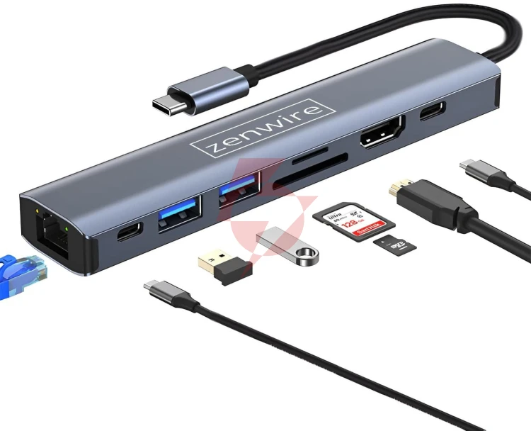 Hub usb-c przejściówka adapter 8w1 hdmi 2.0 4k 60 hz gigabit ethernet 1000 mbps zenwire hub81