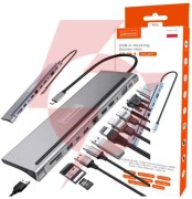 Hub adapter usb-c 12w1 stacja dokująca 2x hdmi 4k ethernet rj45 usb 3.0 byl-2211