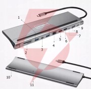 Hub adapter usb-c 12w1 stacja dokująca 2x hdmi 4k ethernet rj45 usb 3.0 byl-2211
