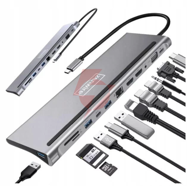 Hub adapter usb-c 12w1 stacja dokująca 2x hdmi 4k ethernet rj45 usb 3.0 byl-2211