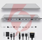 Hub adapter usb-c 12w1 stacja dokująca 2x hdmi 4k ethernet rj45 usb 3.0 byl-2211