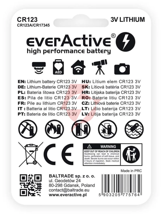 Bateria cr123 cr123a everactive (blister 1 szt.)