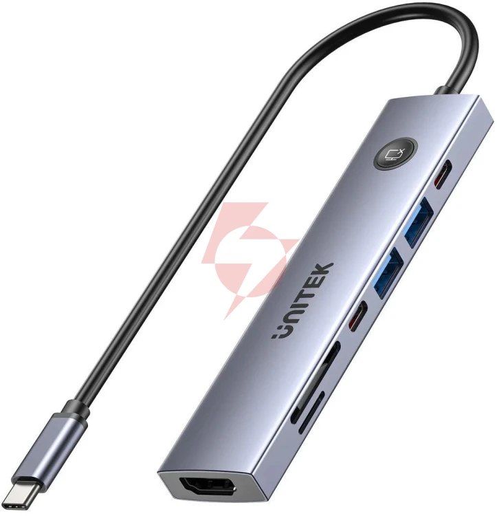 Unitek hub usb-c 7w1 4k@60hz, pd 100w