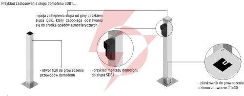 Słup ats sdb2 do montażu domofonu bariery kamer anpr lpr