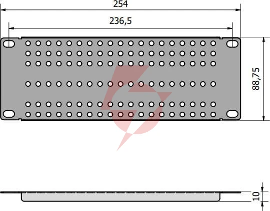 Adapter montażowy rack 10" 2u z otworowaniem prosty atte add-rack10-2u1