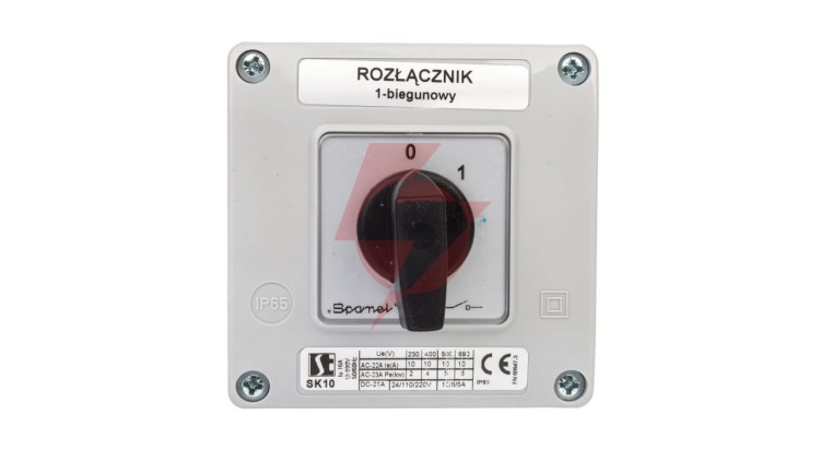 Łącznik krzywkowy 0-1 1P 10A w obudowie SK10-1.825OB11