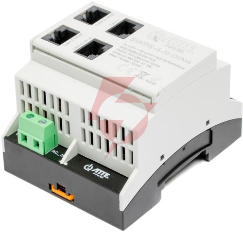 Switch poe 4 portowy z wbudowanym zasilaczem na szynę th35 atte swps-4-11-din4