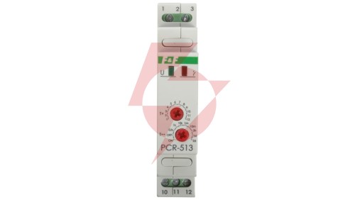 Przekaźnik czasowy 1P 10A 0,1sek-576h 230V AC opóźnione załączenie PCR-513
