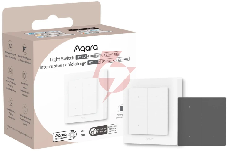 Aqara light switch h2 eu | przełącznik | 4 przyciski, 2 kanały, offline ws-k08d