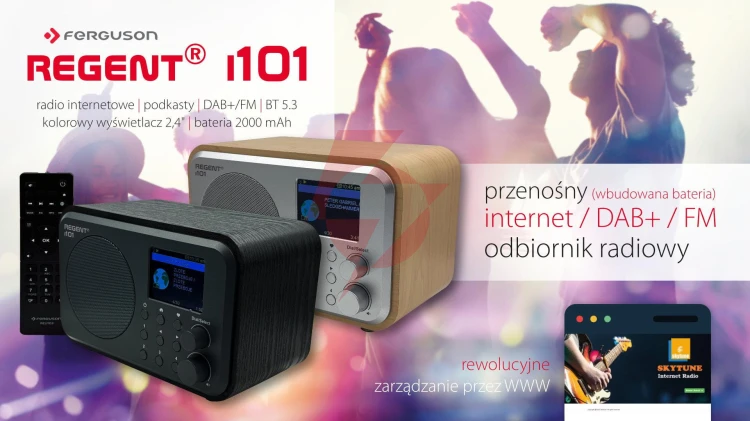 Radio internetowe ferguson regent i101 | dab+ | fm rds / akumulator 2000 mah (czarne)