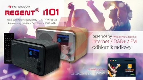 Radio internetowe ferguson regent i101 | dab+ | fm rds / akumulator 2000 mah (jasne drewno)