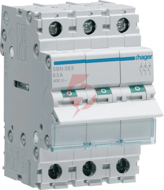 Modułowy rozłącznik izolacyjny 3p 63a 400vac hager sbn363