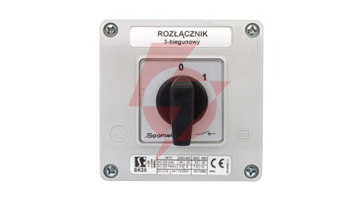 Łącznik krzywkowy 0-1 3P 20A w obudowie SK20-2.8211OB11