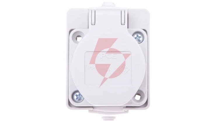 Gniazdo tablicowe 10/16A 2P+Z 230V szare IP44 /z puszką/ 104-0gp
