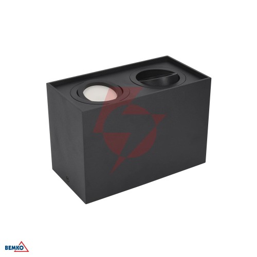 Downlight ortal regulowana 182x96 2xgu10 max. 2x50w czarna