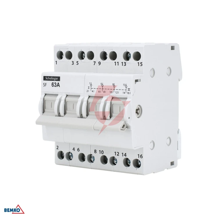 Modułowy przełącznik instalacyjny i-0-ii 4p 63a