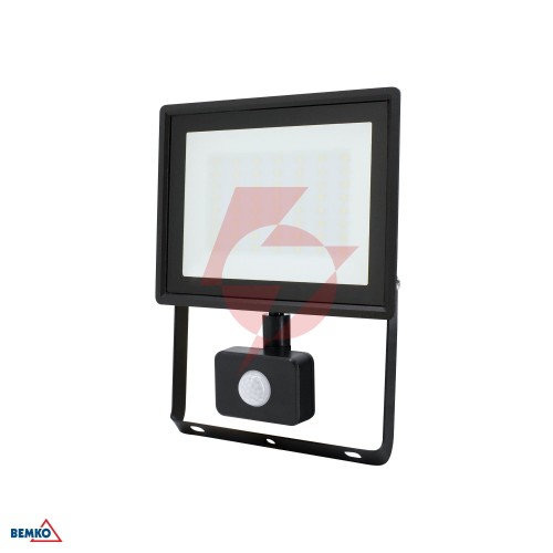 Naświetlacz led smd kastel 50w 6500k 4320lm ip65 czarny cz. pir