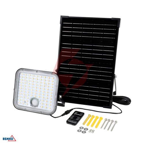 Naświetlacz solarny led solpar 30w 4800lm 3000/4000k ip65 czarny cz. pir
